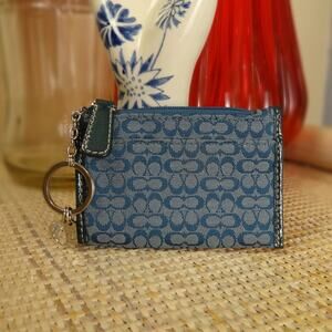 Rare HTF Coach blue monogrammed card holder wallet